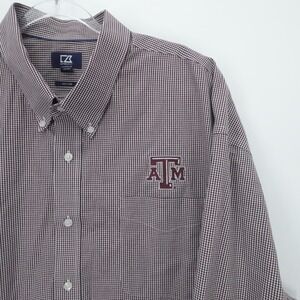 Texas A&M Shirt Mens 5XB Maroon Check Cutter and Buck Aggies‎ Casual Football